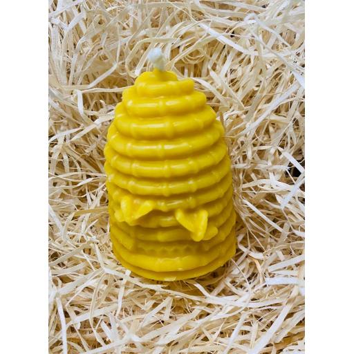 Skep shaped beeswax candle